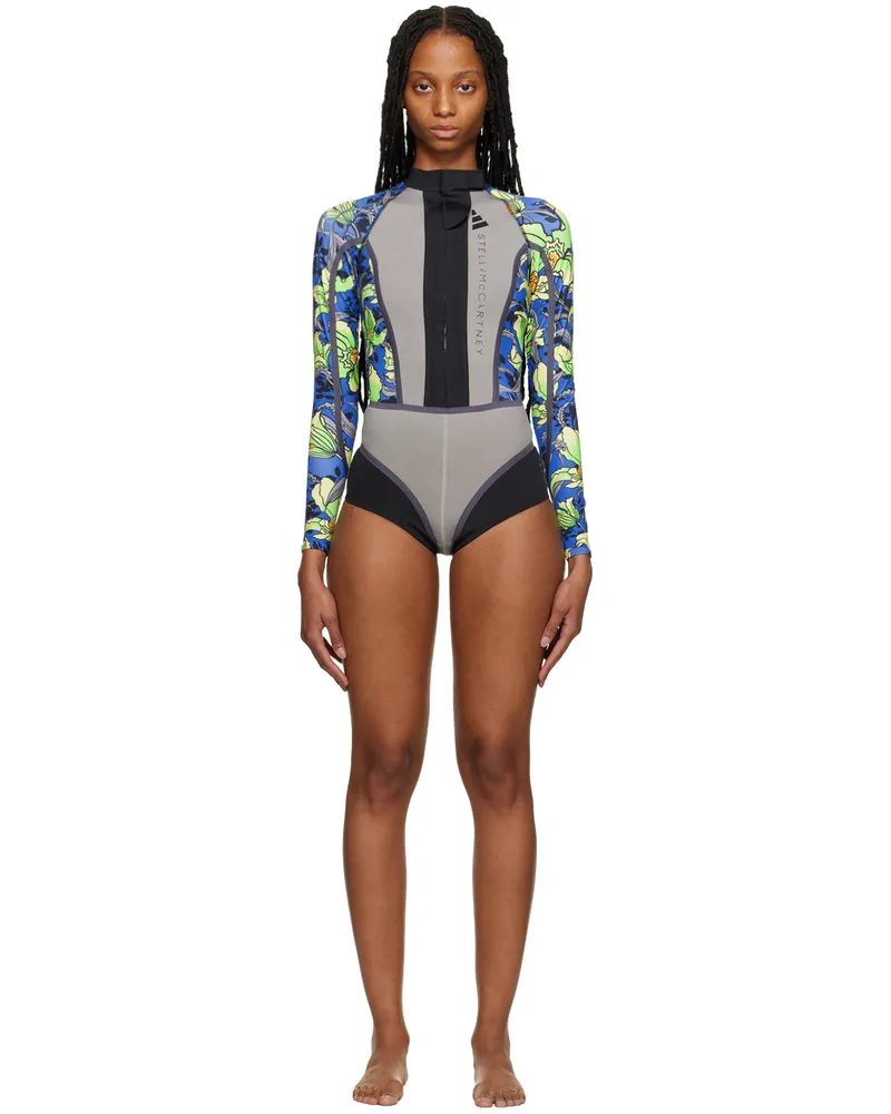 adidas Gray Bonded One-Piece Swimsuit Dove