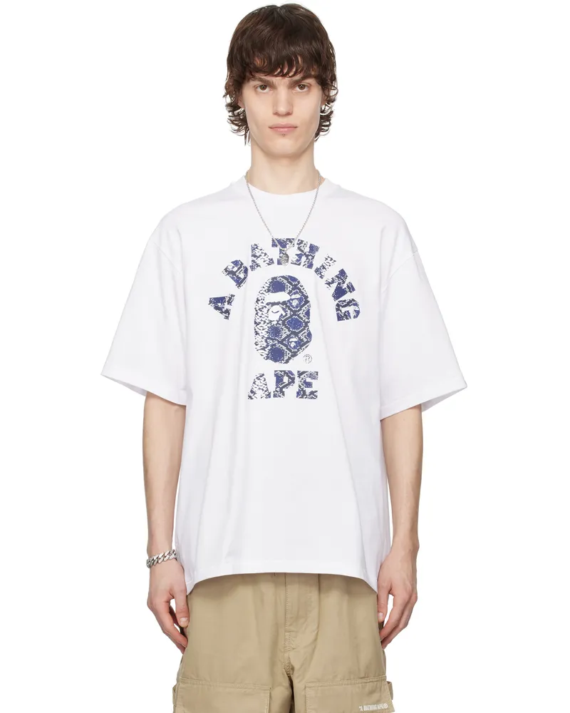 BAPE SSENSE Exclusive White Printed T-shirt Whx