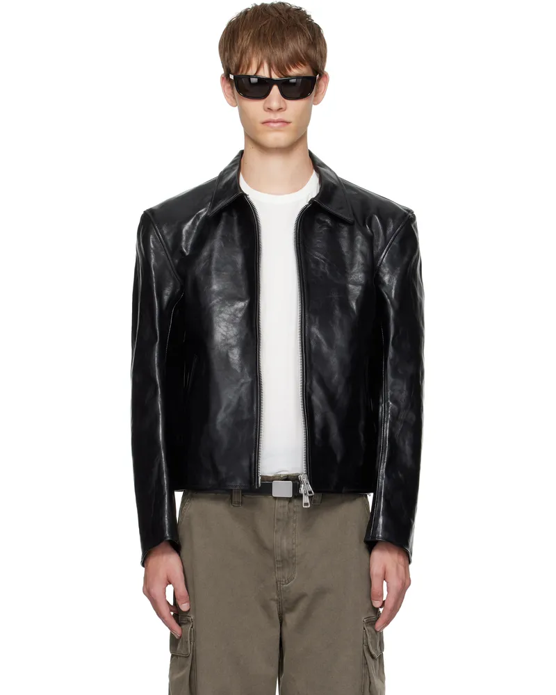Our Legacy Black Mini Leather Jacket Top