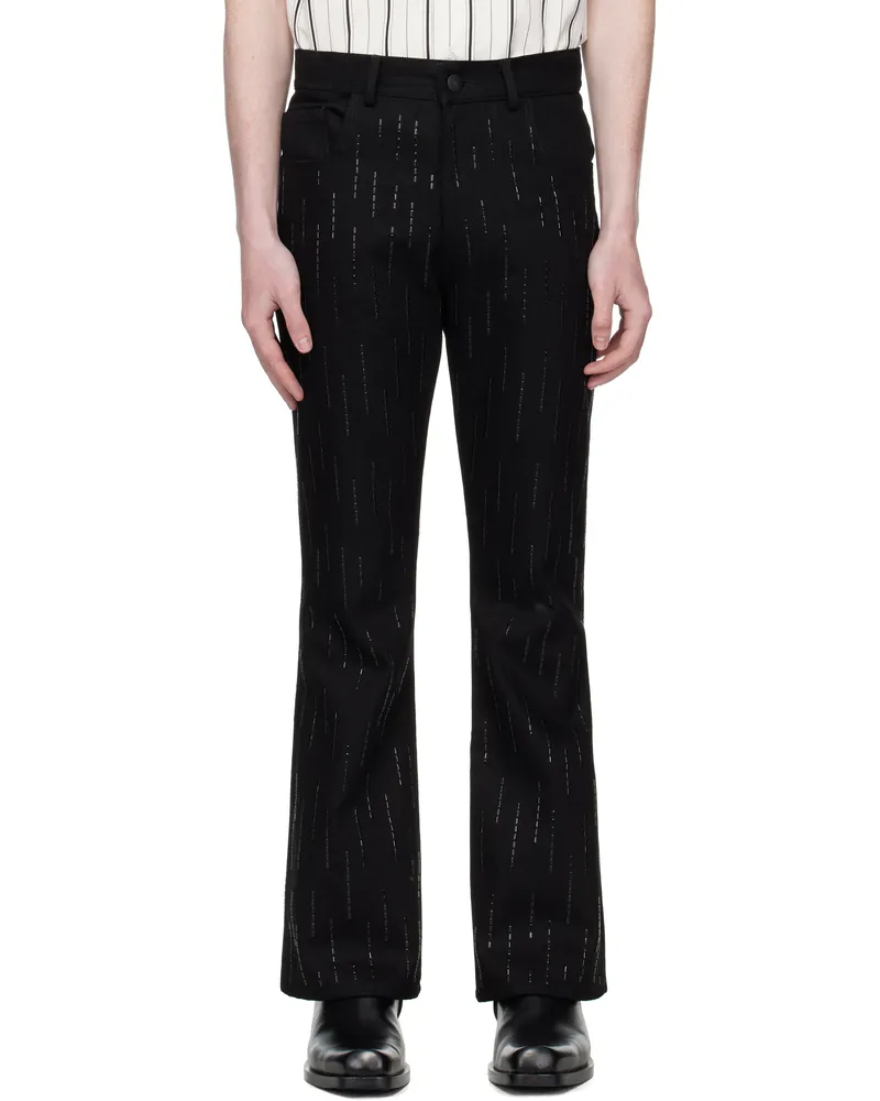 Ernest W. Baker Black Embellished Rain Appliqué Trousers Black