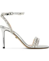 Mach & Mach Silver Audrey Crystal Heeled Sandals Silver