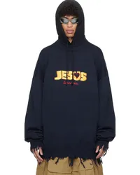 VETEMENTS Navy 'Jesus Loves You' Sweater Navy