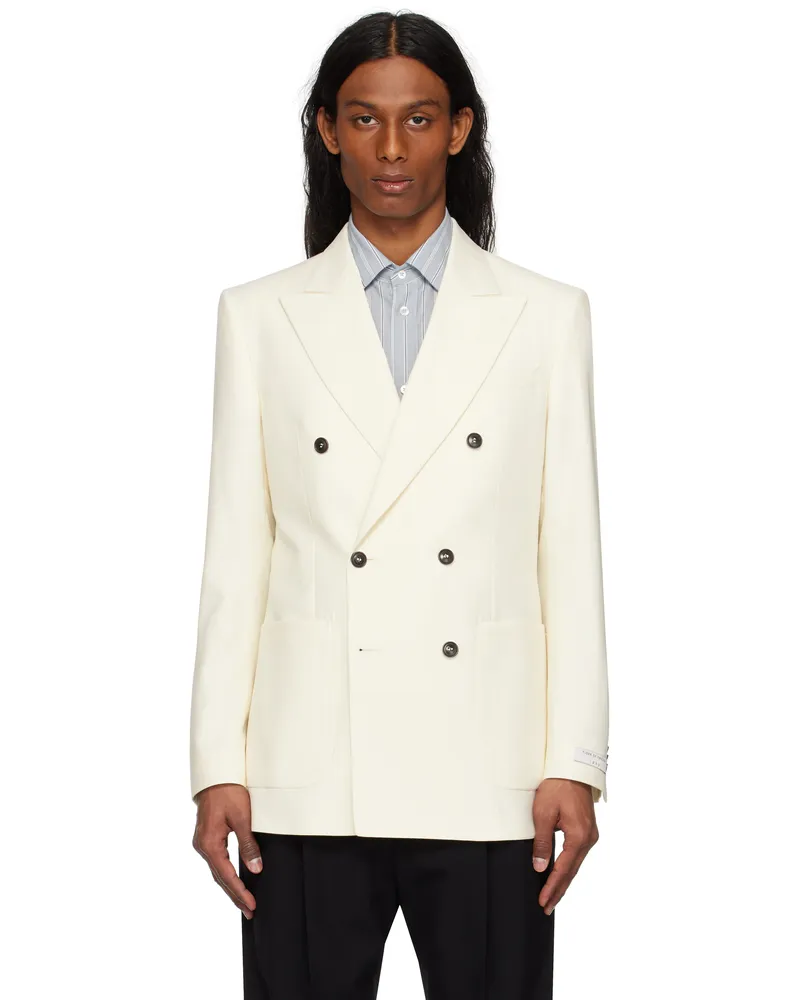 Tiger of Sweden Off-White Joachim Double-Breasted Blazer 06aivory