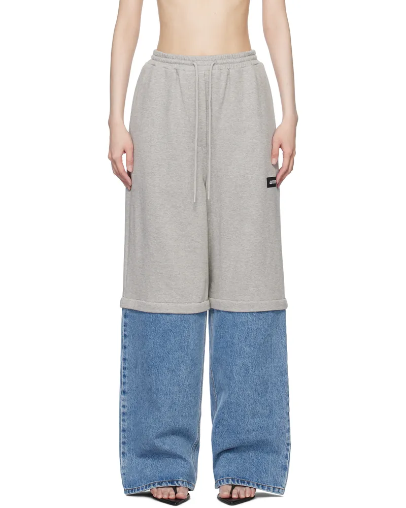 pushBUTTON Gray & Blue Shorts Layered Denim Lounge Pants Blue