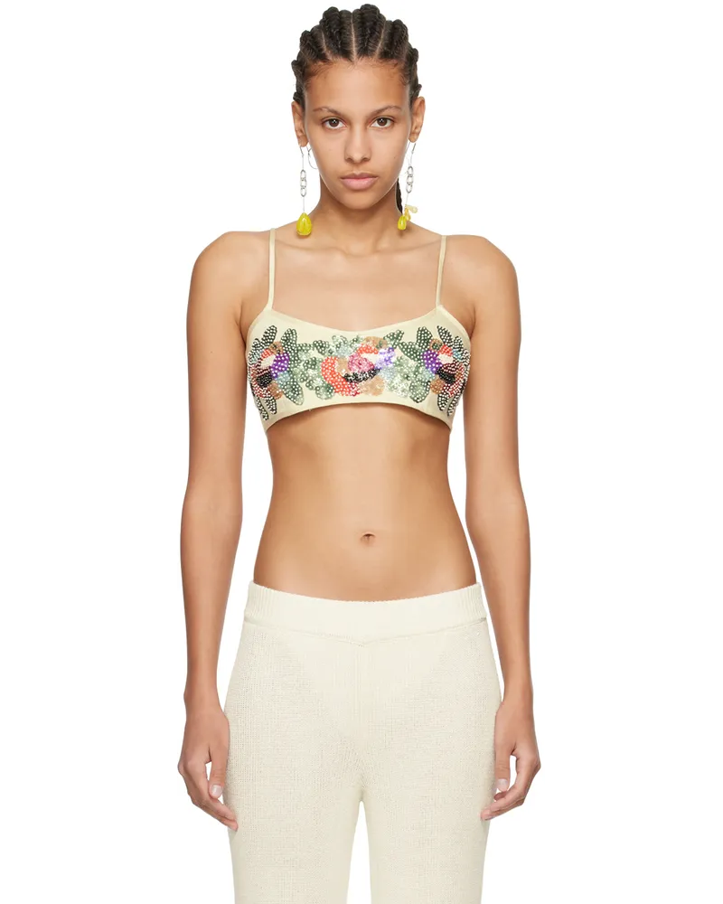 BODE Off-White Sunset Lily Bra Cream