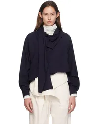 Issey Miyake Navy Two As One Blouse Midnight