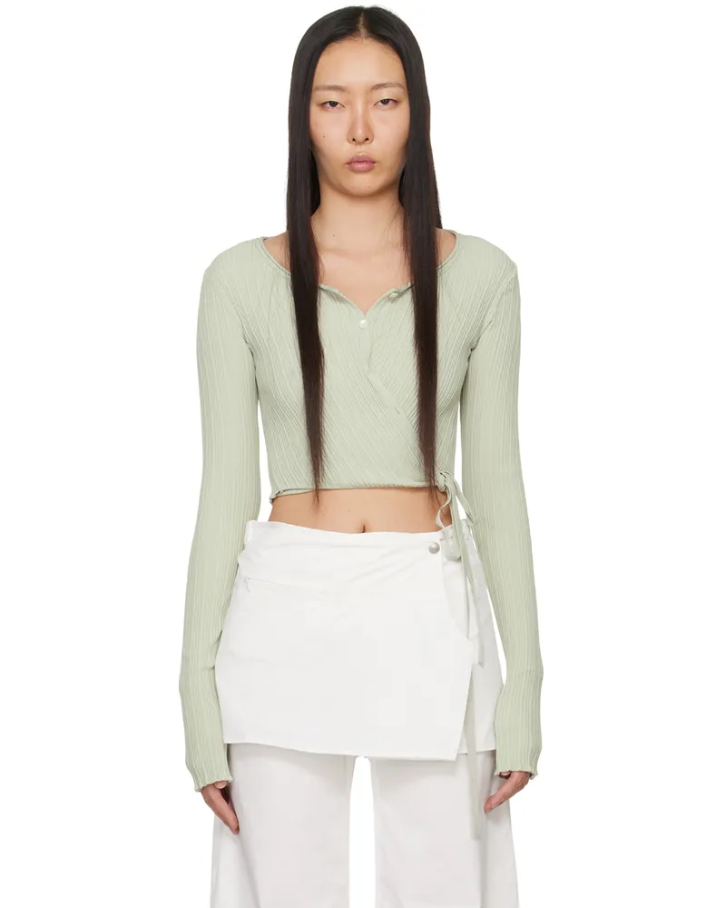 LOW CLASSIC Green Wrap Cardigan Mint
