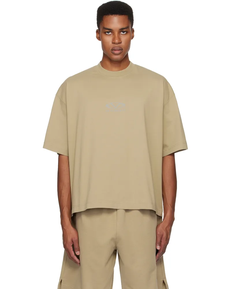 VETEMENTS Khaki Oval Logo Cropped Boxy T-shirt Taupe