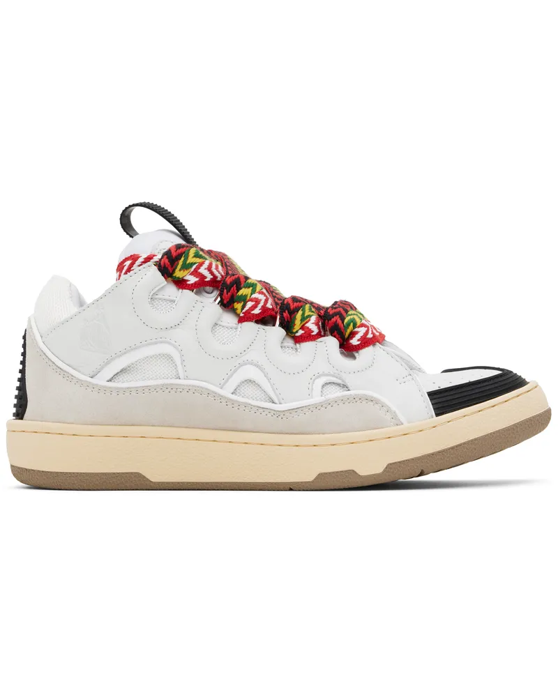 Lanvin White Leather Curb Sneakers White