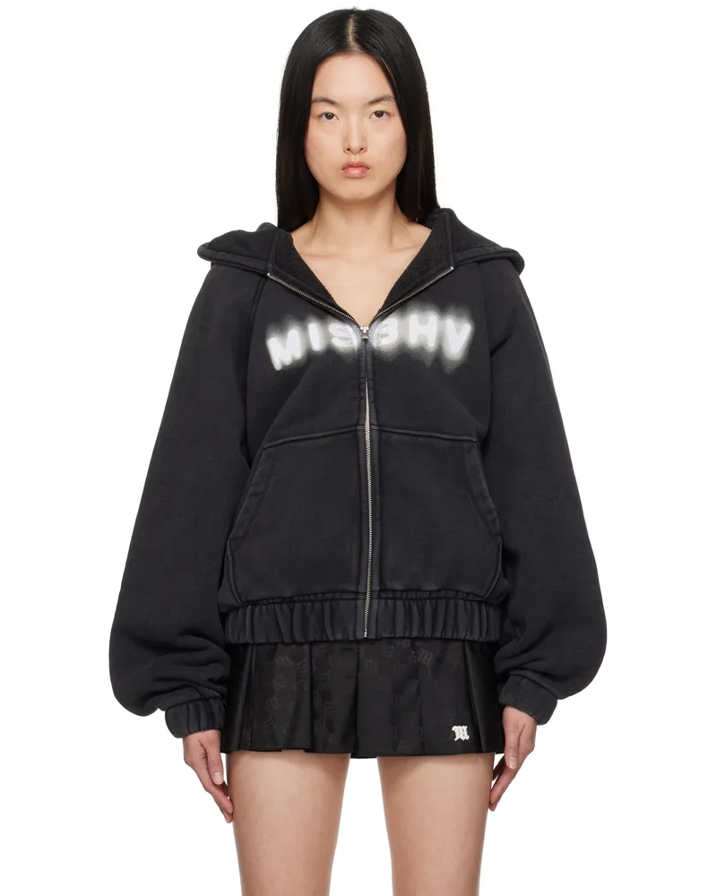 MISBHV Black Logo Community Zipped Hoodie Washed