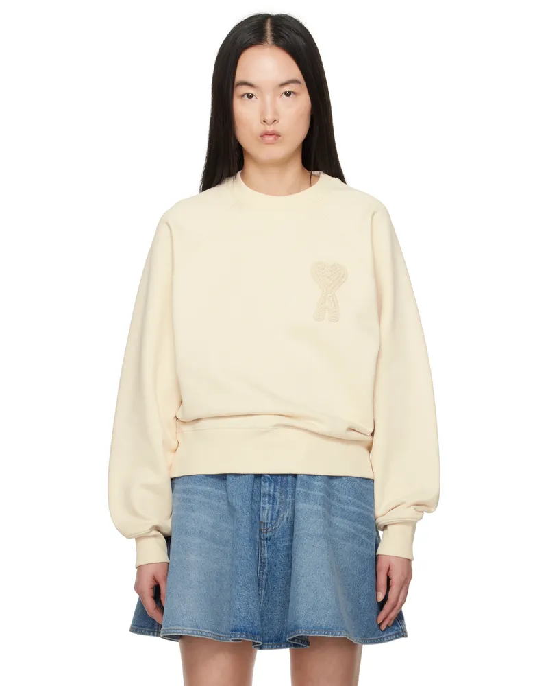 AMI Paris Off-White Ami de Coeur Patch Sweatshirt White