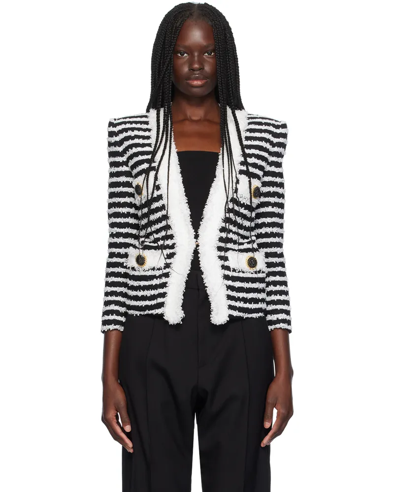 Balmain Black & White 4 Pocket Jacket Eab