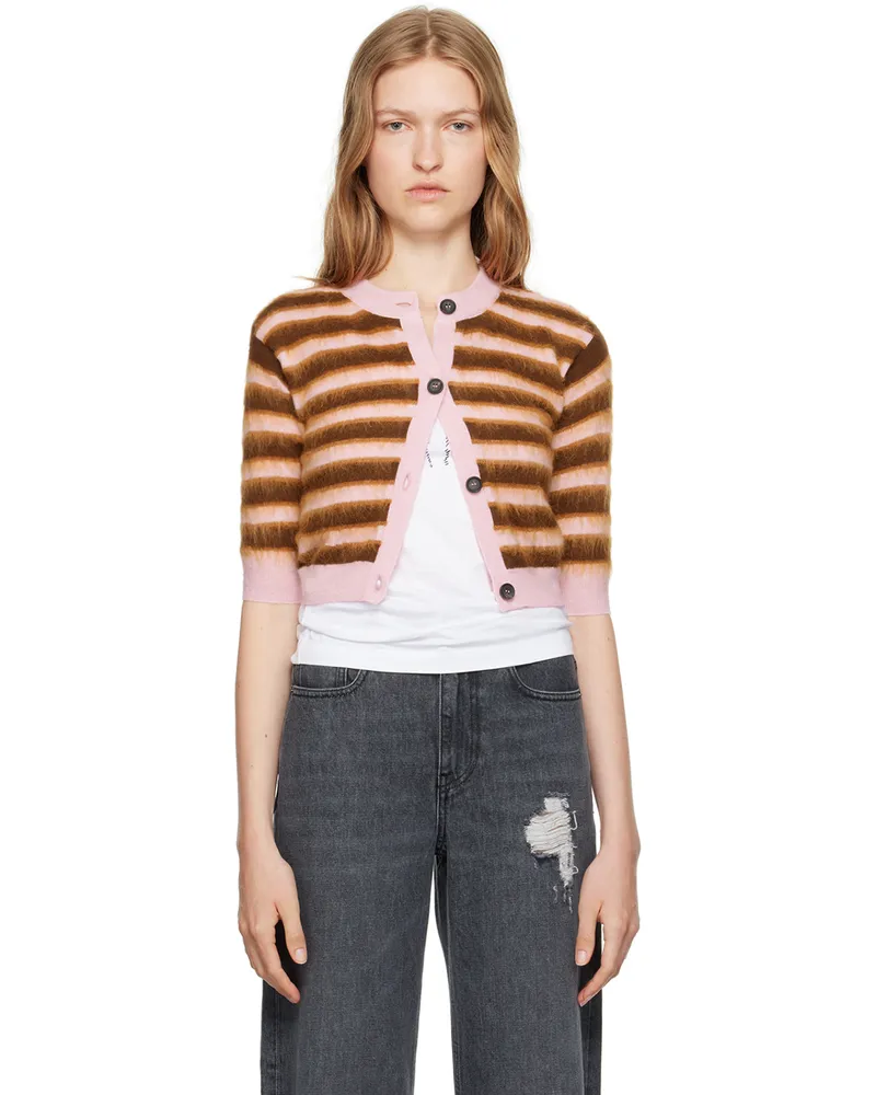 Marni Pink & Brown Striped Cardigan Rgc13