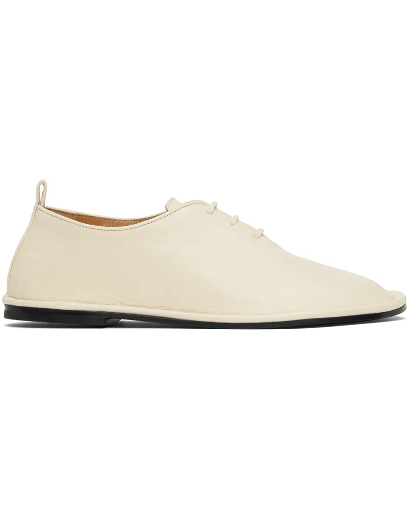 AMI Paris Beige Leather One Cut Oxfords White