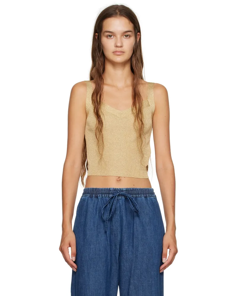 Valentino Garavani Gold V-Neck Tank Top L01