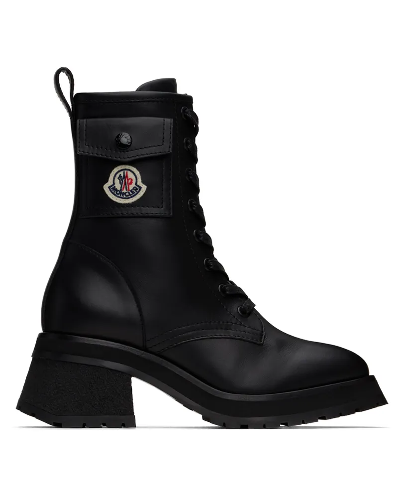 Moncler Black Gigi Leather Lace-Up Boots 999