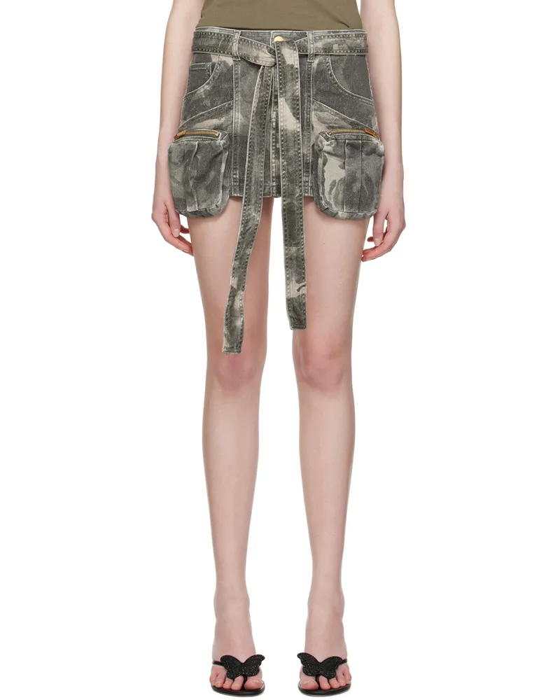 Blumarine Khaki Cargo Denim Miniskirt F5925