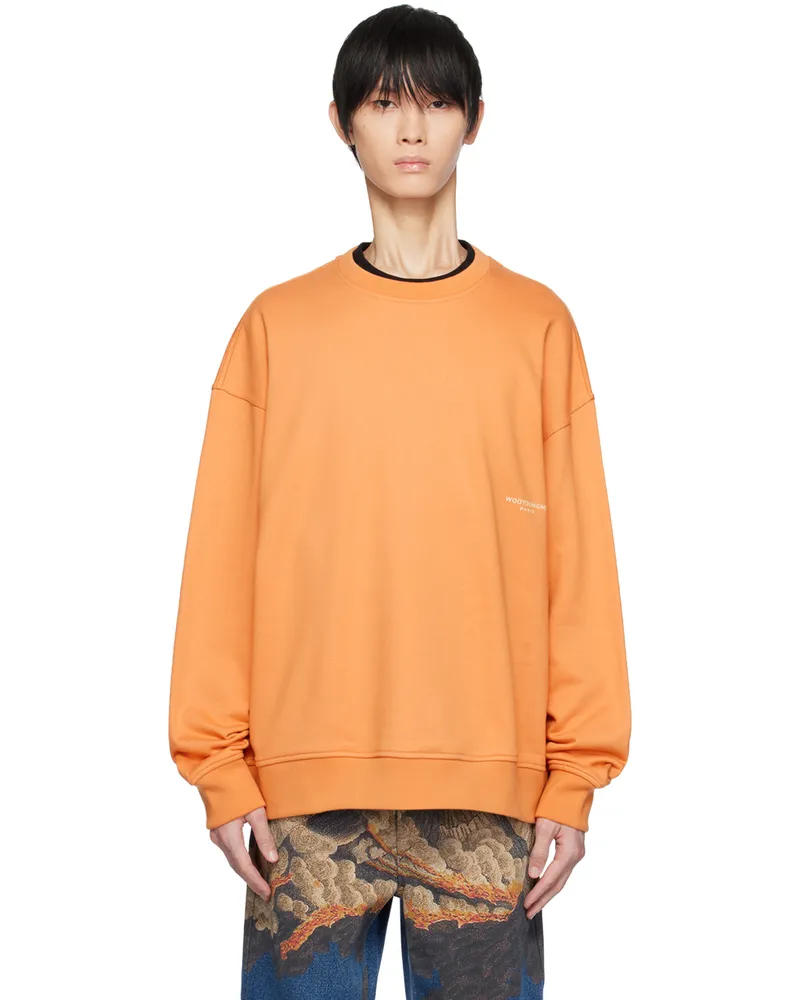 Wooyoungmi Orange Leather Patch Sweatshirt Salmon