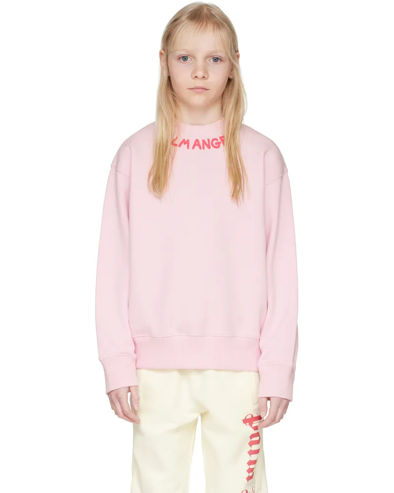 Palm Angels Kids Pink Crewneck Logo Sweatshirt Rose