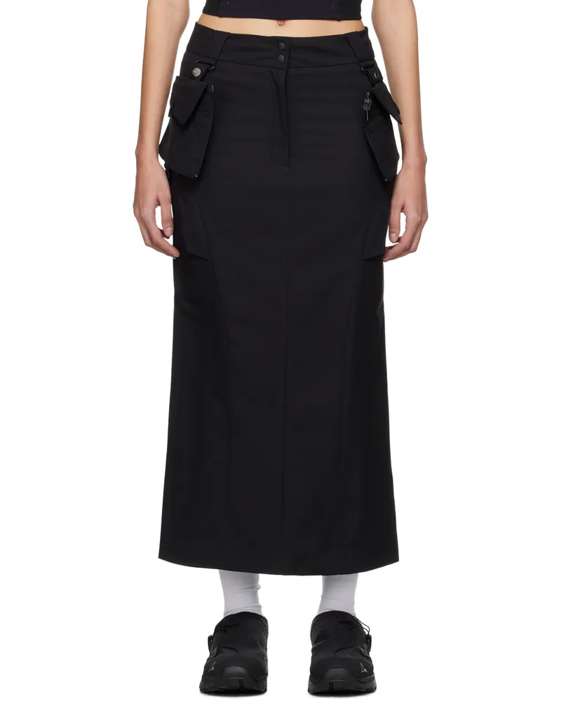 Hyein Seo Black Cargo Midi Skirt Black