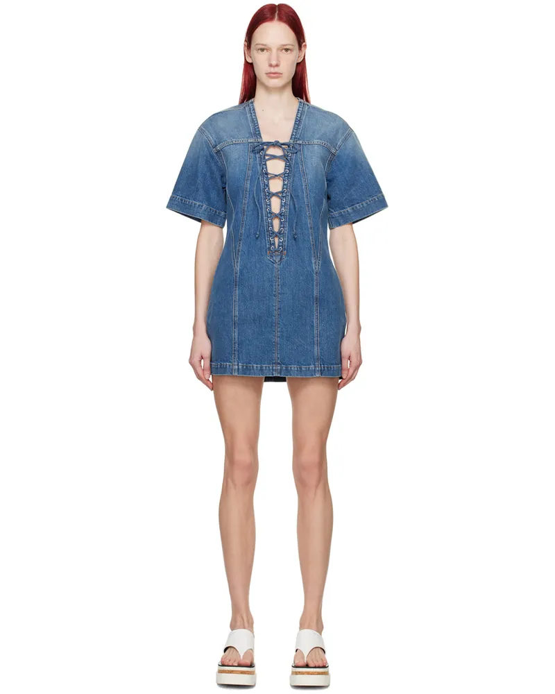 Stella McCartney Blue Lace-Up Denim Minidress 4406