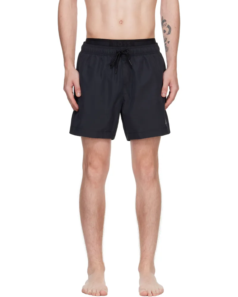 HUGO BOSS Black Layered Swim Shorts 001-black