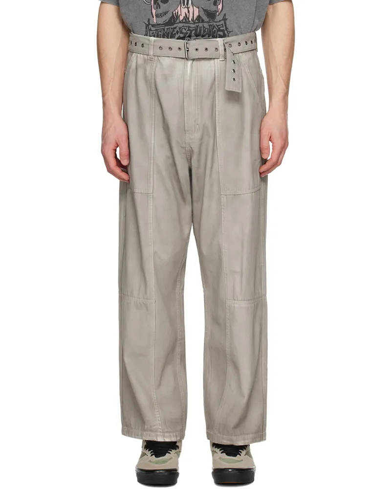 Izzue Gray Belted Trousers Bgt