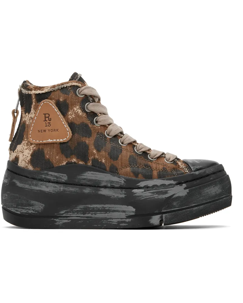 R13 Brown & Black Kurt High Top Sneakers Brown