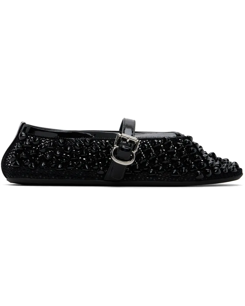Alaïa Black Studded Fishnet Ballerina Flats 999