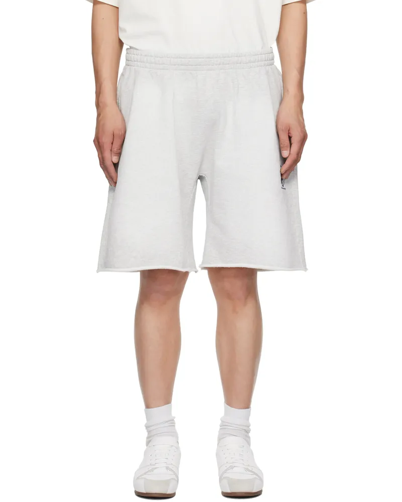 Alexander Wang Gray Logo Oversized Cotton Terry Sweat Shorts Light