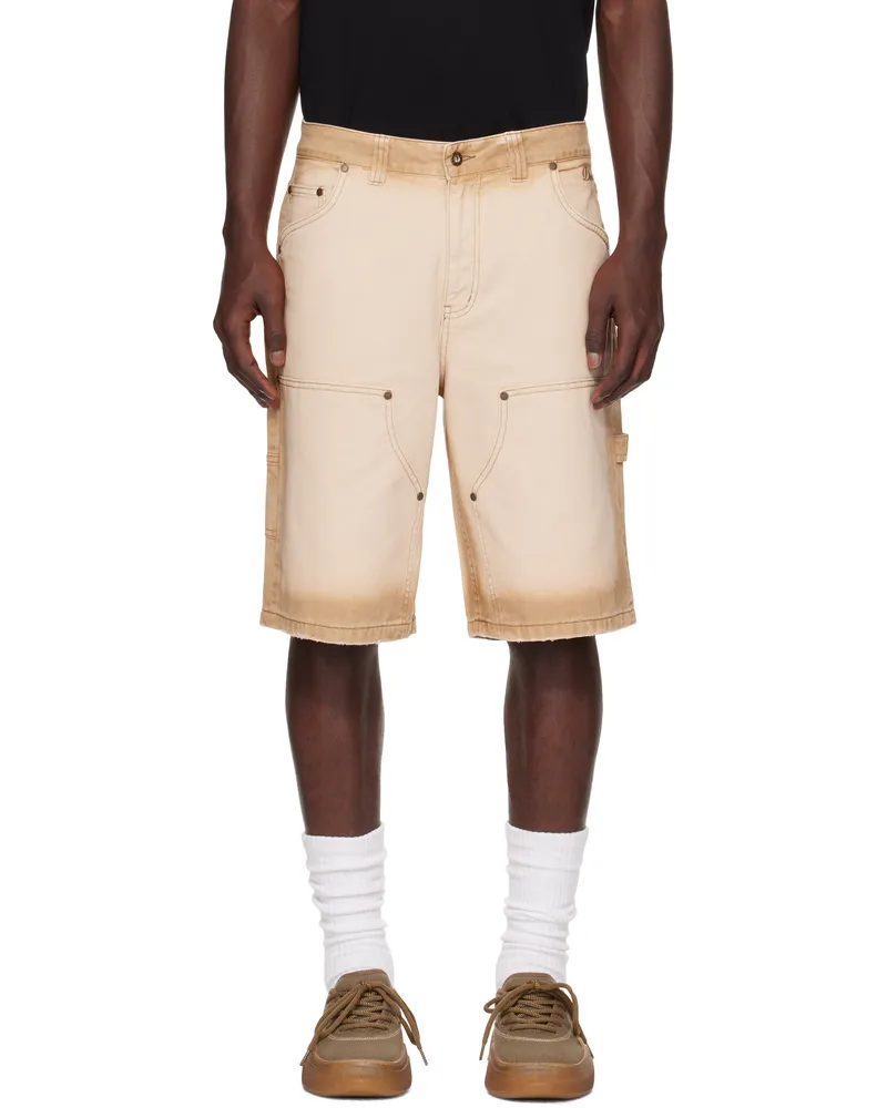 Dime Beige Carpenter Denim Shorts Bronze