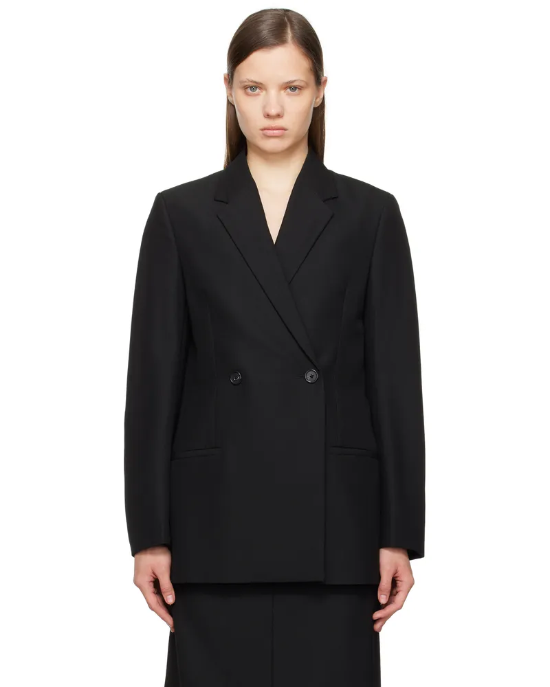 Totême Black Double-Breasted Blazer Black