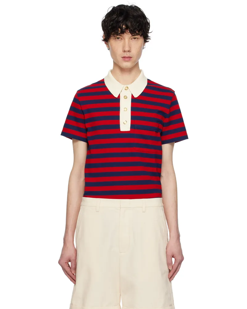 Valentino Garavani Red & Navy Cotton Polo Rgn