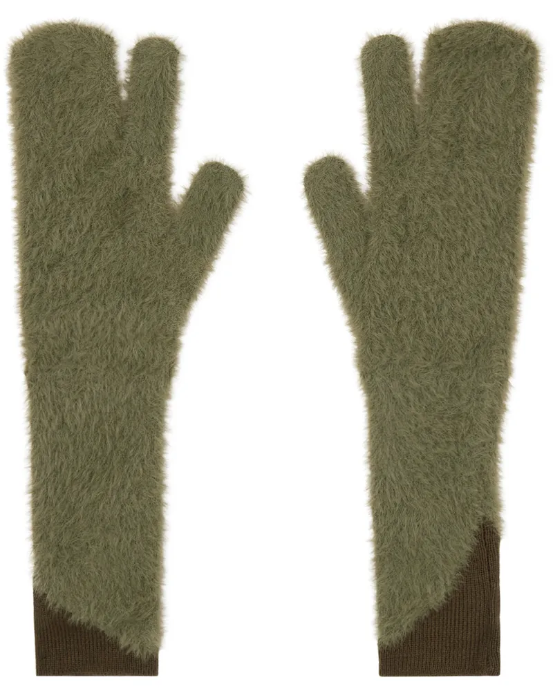Maison Margiela Green Furry Worn Out Mitts 692
