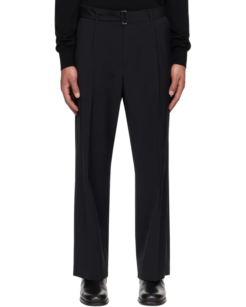 LE 17 SEPTEMBRE Navy Wool Belted Trousers Navy