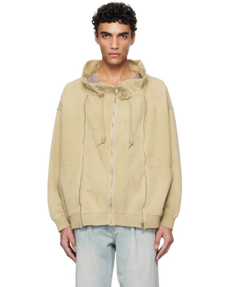R13 Khaki Paperbag Zip-Up Sweatshirt Khaki