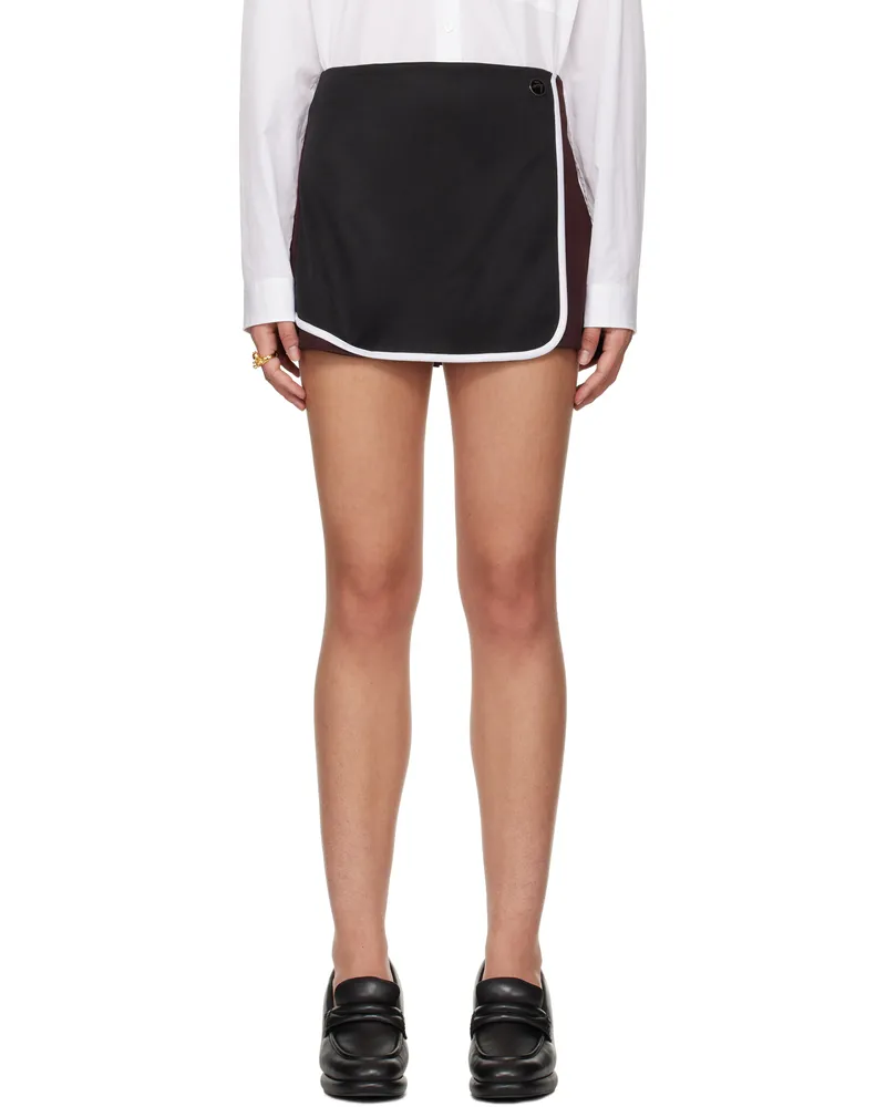 AMBUSH Black & Burgundy Back Pleats Track Miniskirt Tap