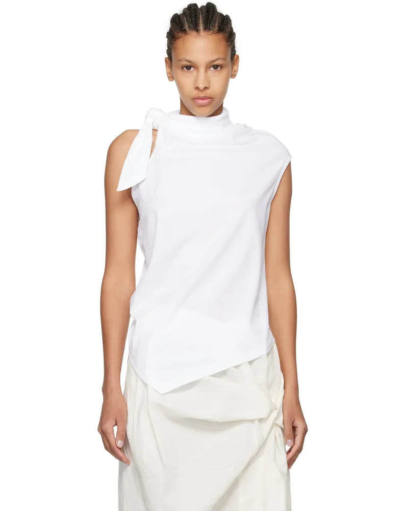 Issey Miyake White Knot Tank Top White