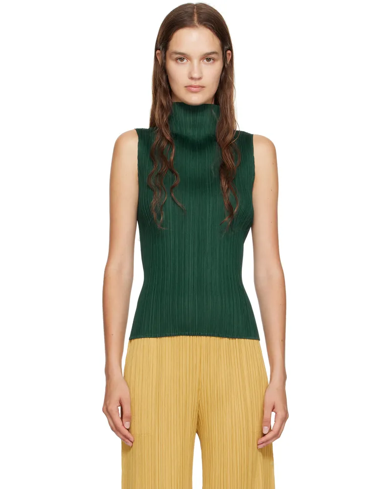 Issey Miyake Green New Colorful Basics Tank Top Dark