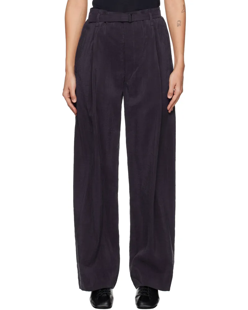 Christophe Lemaire Navy Belted Relaxed Trousers Pu890
