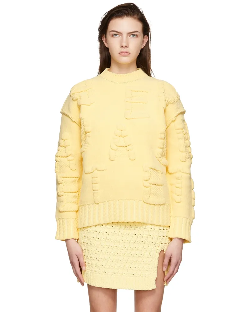 Bottega Veneta Yellow Alphabet Chenille Sweater 7700