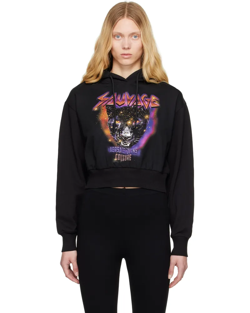 Versace Jeans Black Screen-Printed Hoodie E899