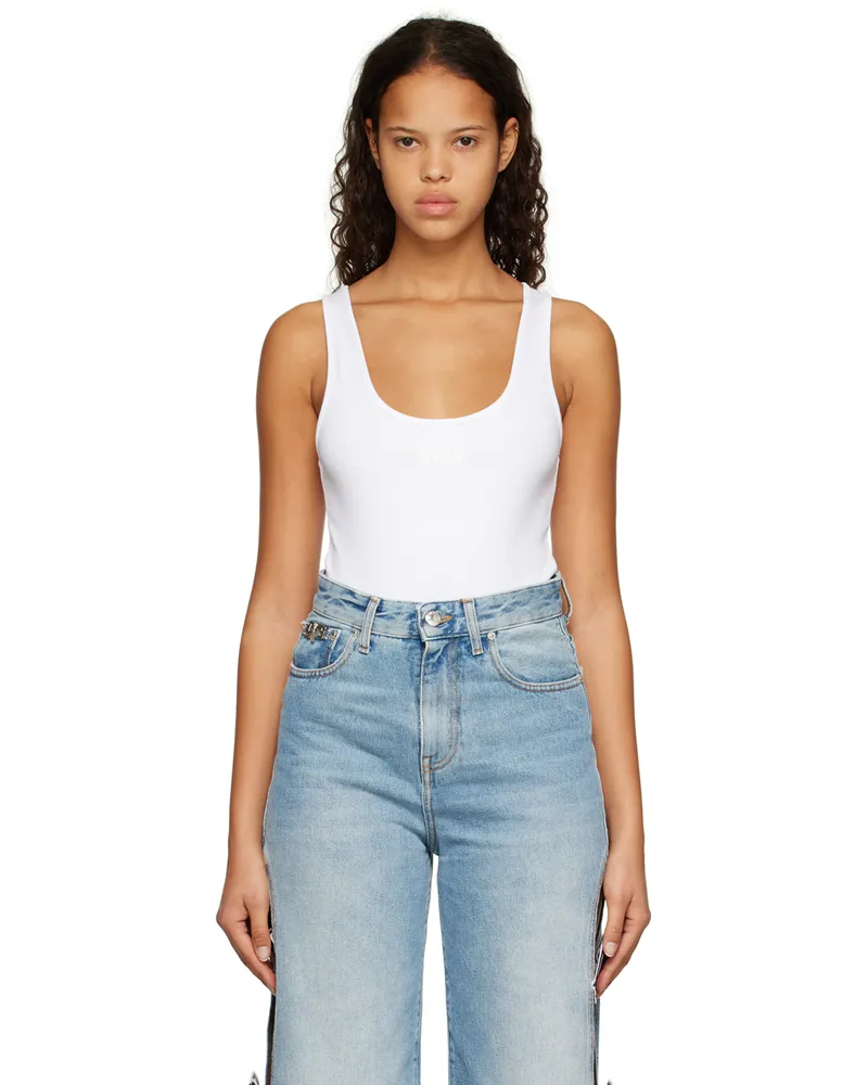GCDS White Scoop Neck Bodysuit 01