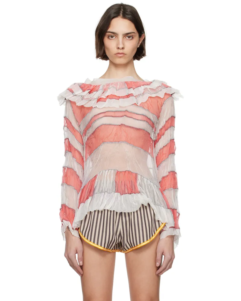 SC103 White & Pink Riddle Blouse Pedal
