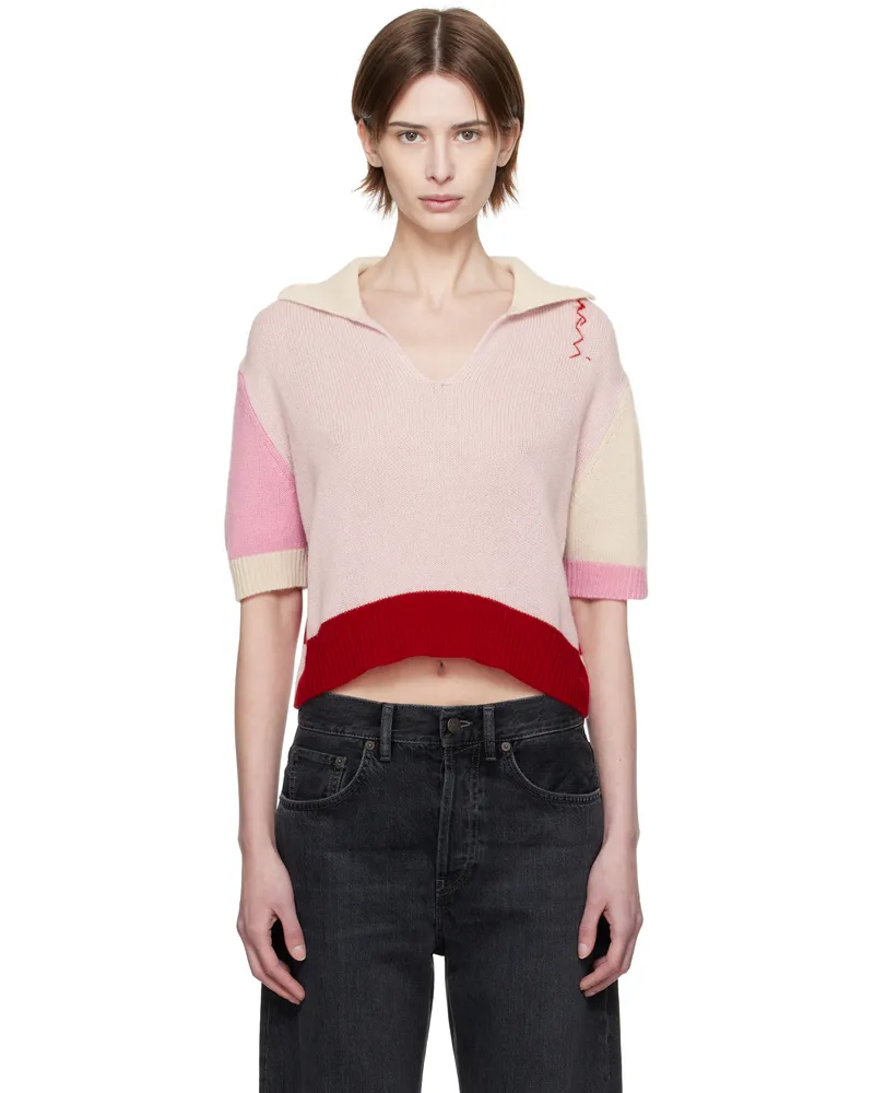 Marni Pink & Red Cashmere Colour Block Polo Blc13