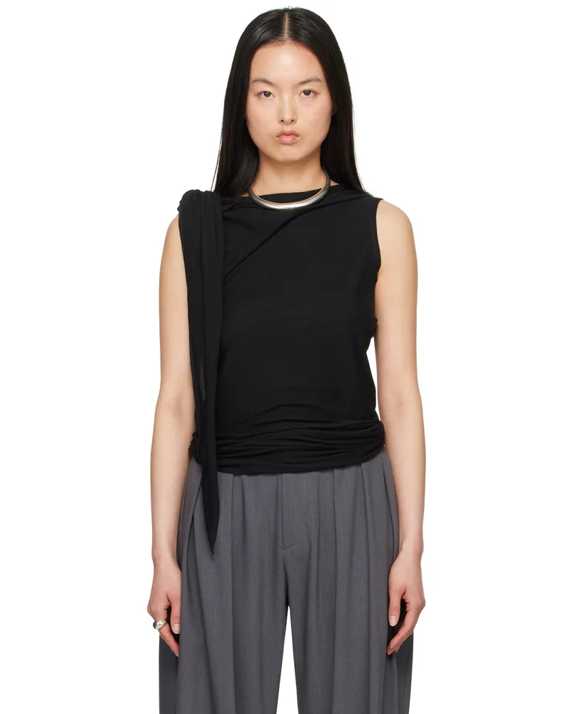 AARON ESH Black Self-Tie Tank Top Black