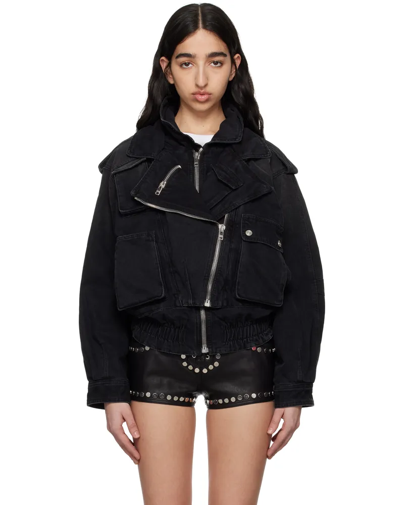 Isabel Marant Black Aneli Denim Jacket Faded