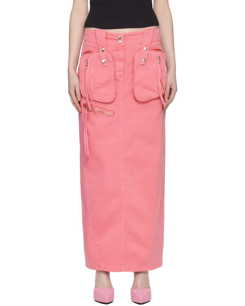 Blumarine Pink Embroidered Maxi Skirt D0729
