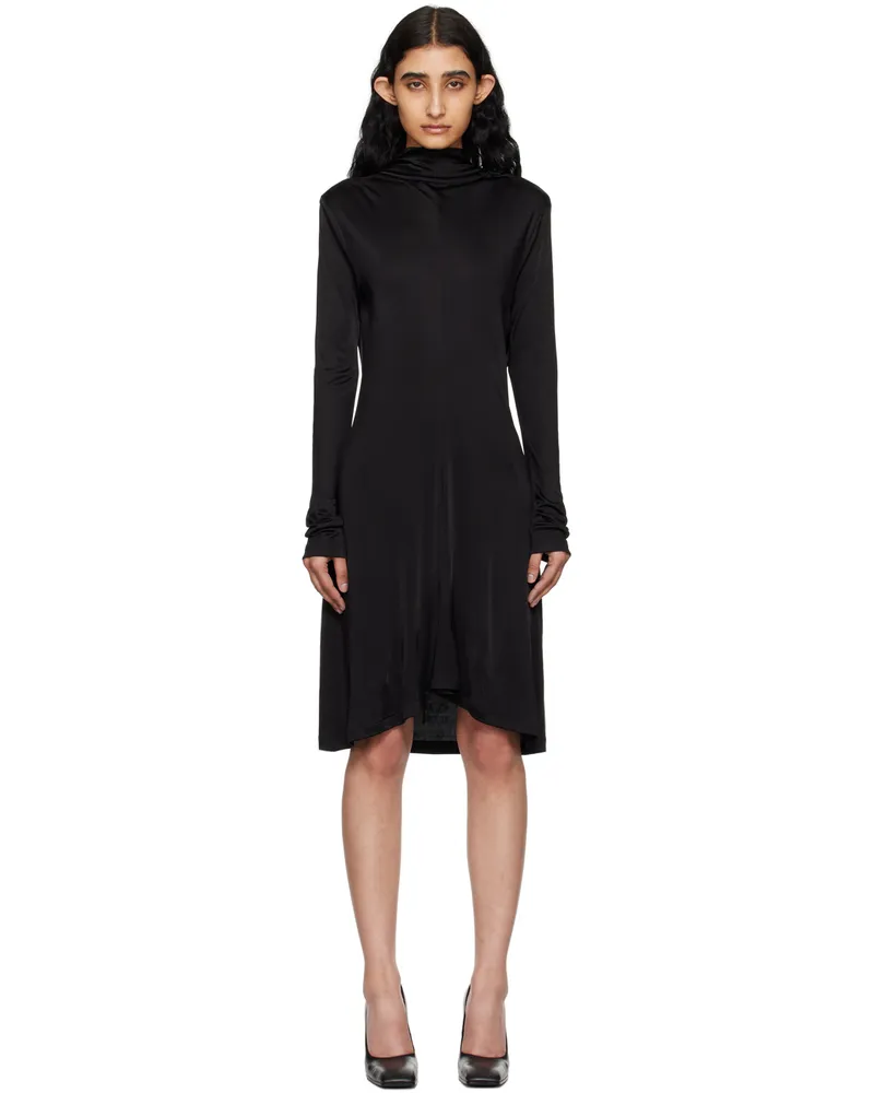 Helmut Lang Black Cowl Midi Dress Black