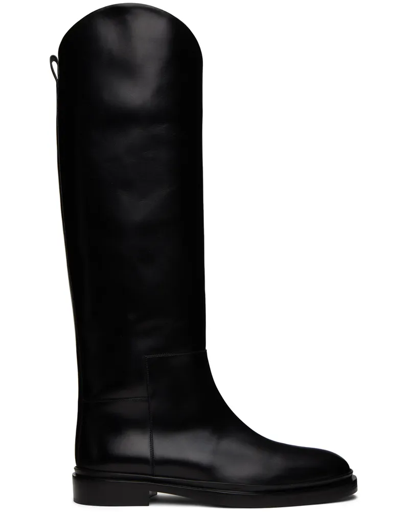 Jil Sander Black Asymmetric Boots 001